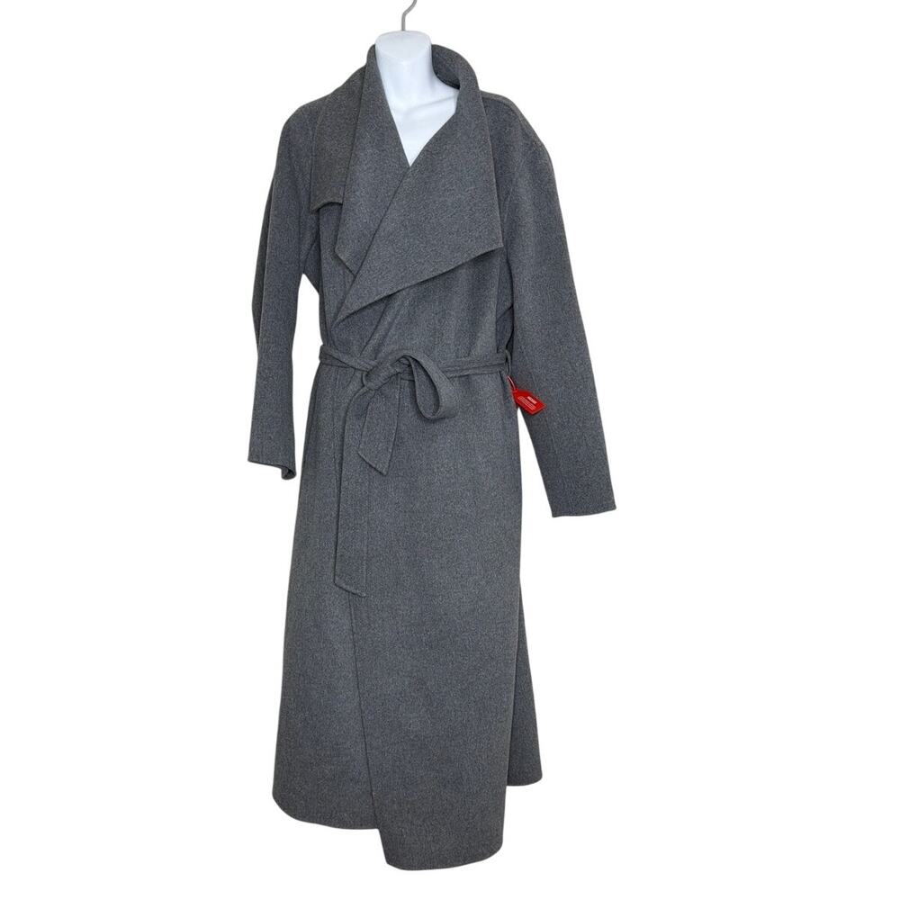 Mackage MAI-LST Double-Face Wool Stripe Wrap Coat Carbon Mix Size 2XL New w/Tag